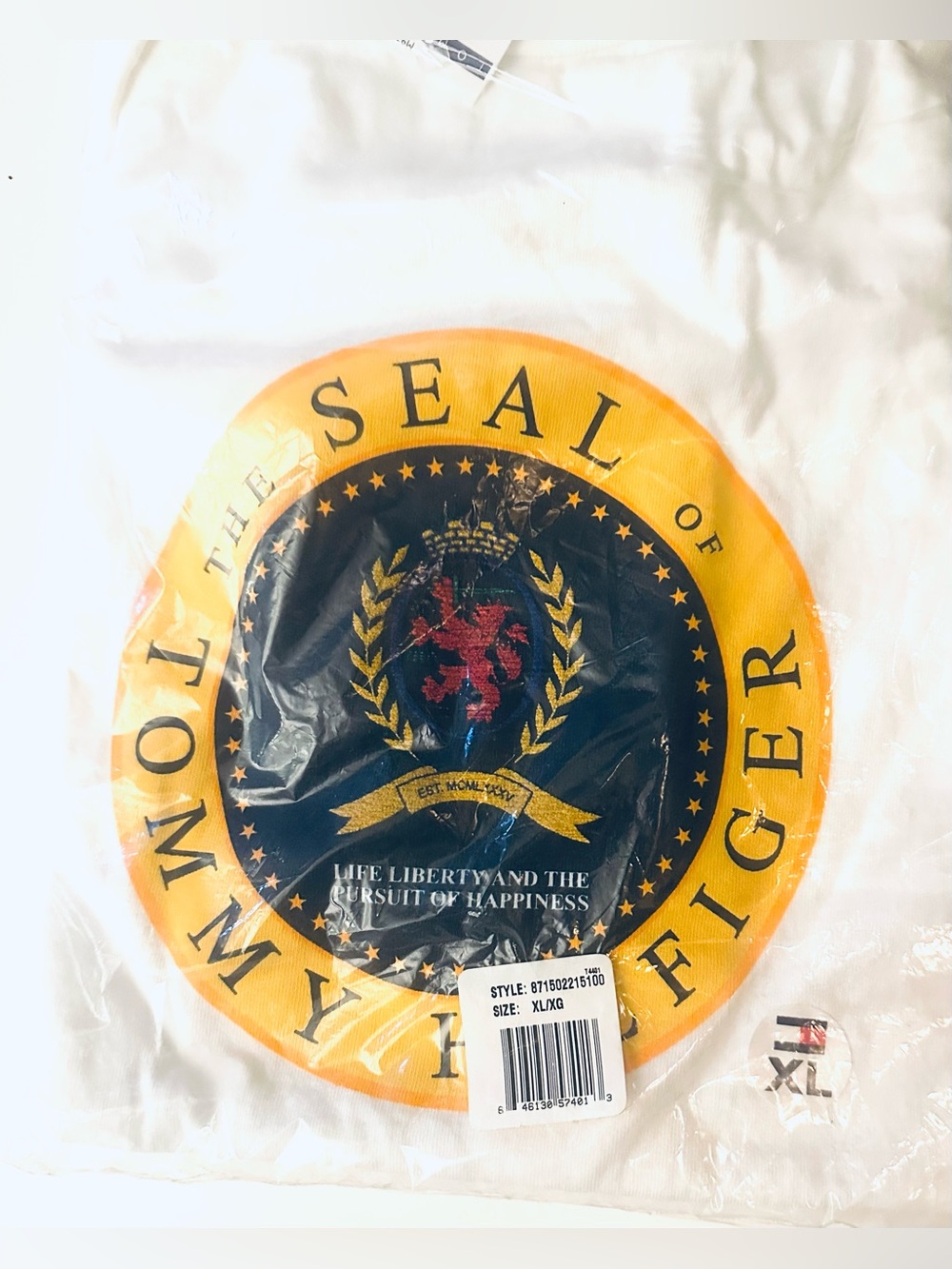 NWT NEW Tommy Hilfiger Logo Seal T Tee Shirt Collectible Retired Vintage 1992 XL - Picture 2 of 2